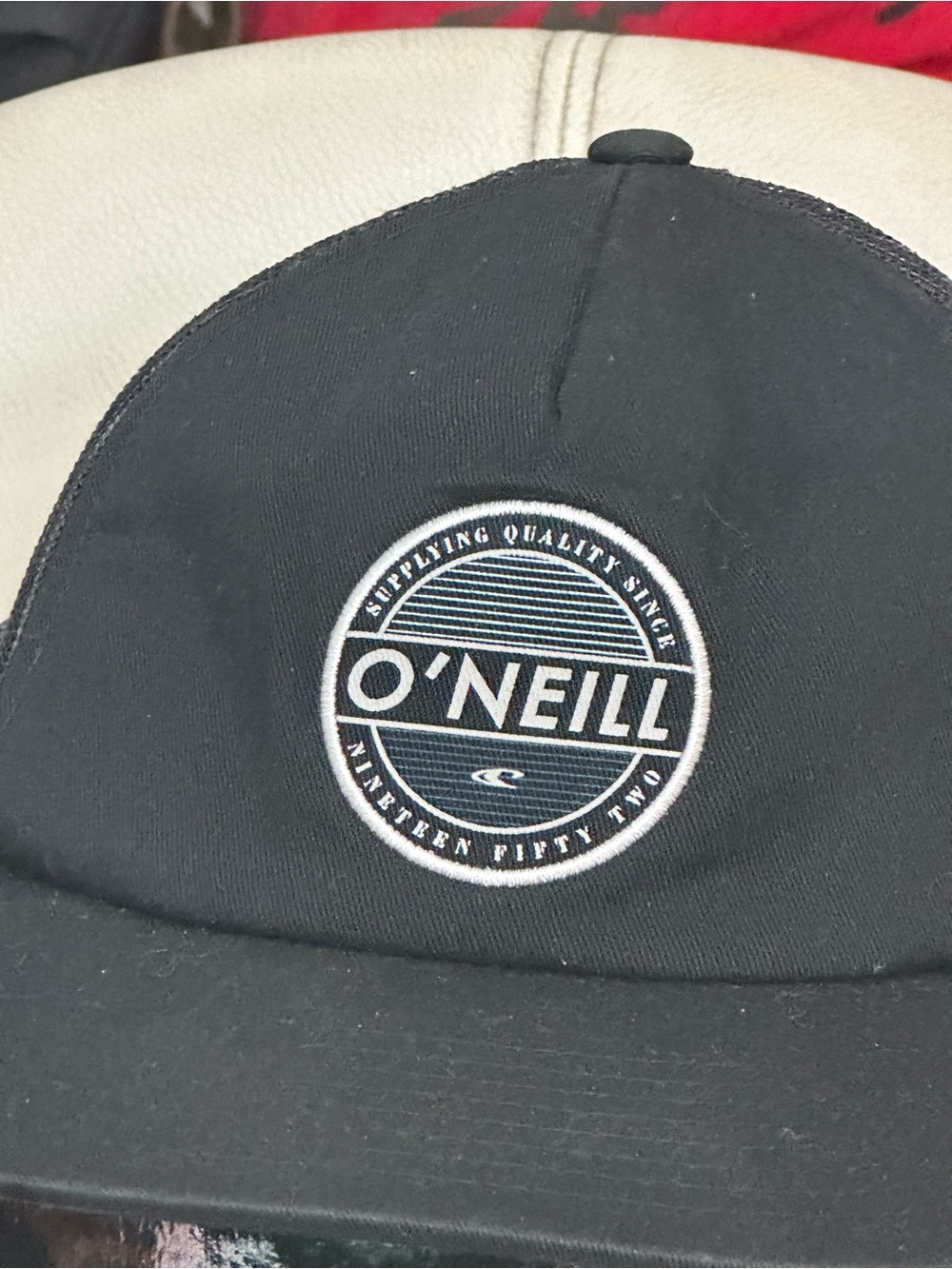 NWOT O'Neill Black Trucker Snapback Hat with Logo Patch